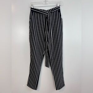 NWT Have Los Angles Black & White Striped Belted Lightweight Pull on Pants Small
